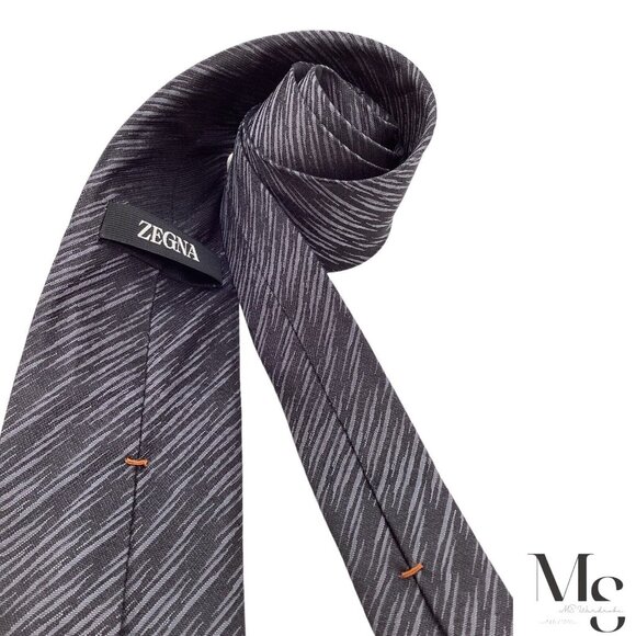 ZEGNA Current Black & Gray Abstract Art Luxury Silk Tie Italy W: 3" EX COND - Picture 4 of 6